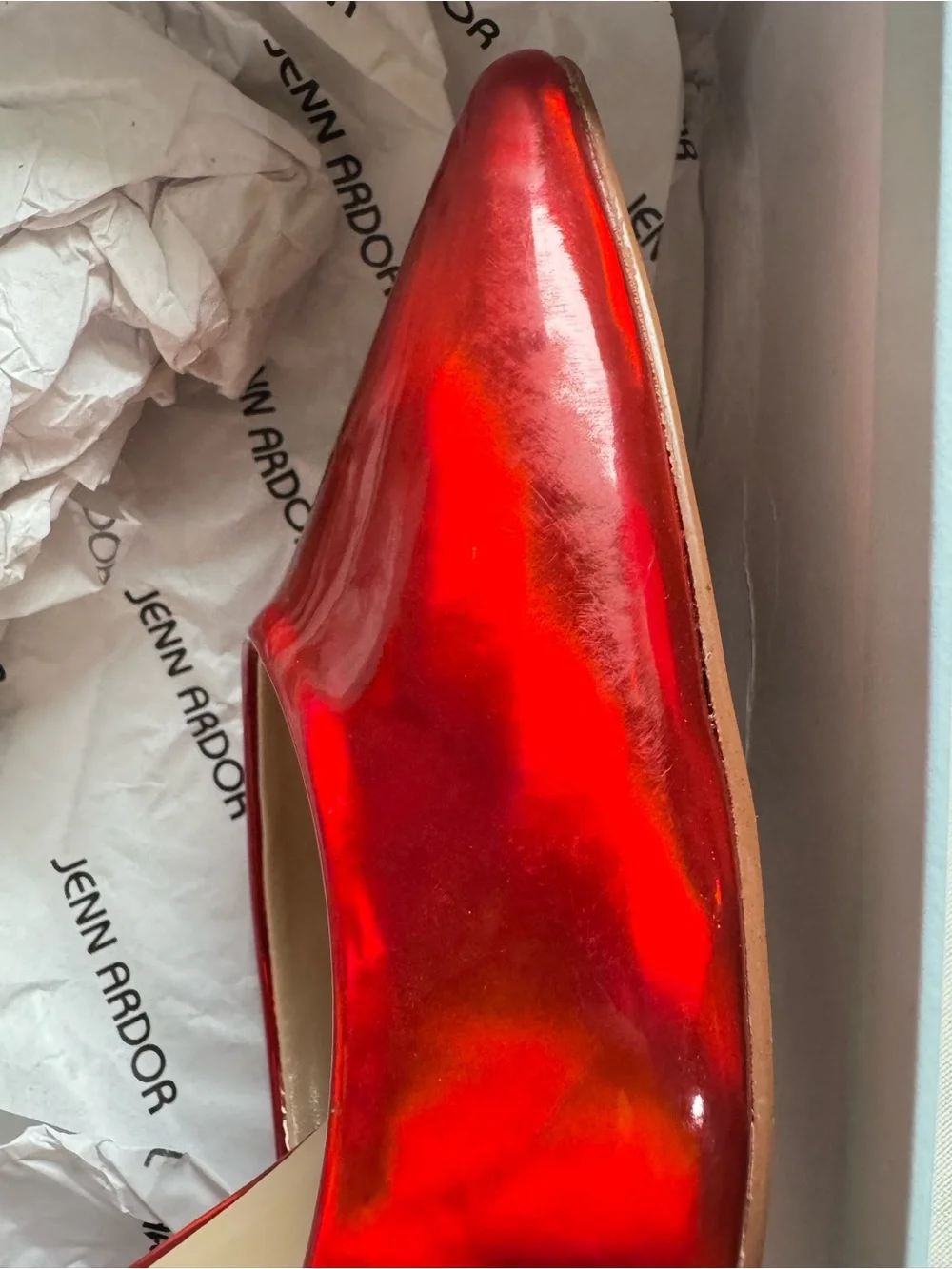 Jenn Ardor Red Metallic D’Orsay Stiletto Heels Party Glam Size 9.5